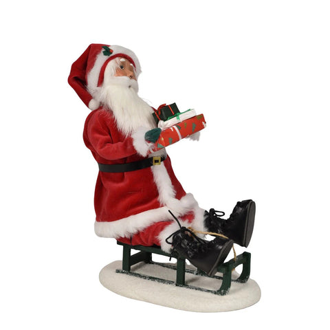 Santa on Sled Caroler Figurine, 13"