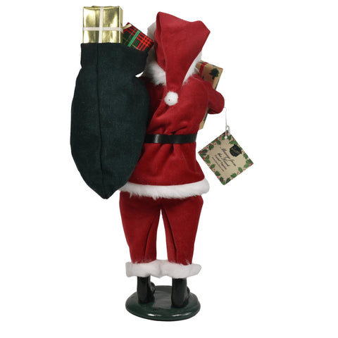 Message Red Velvet Santa Caroler Figurine, 13"
