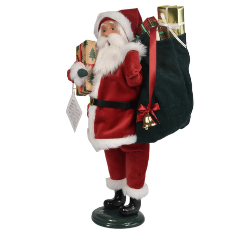 Message Red Velvet Santa Caroler Figurine, 13"