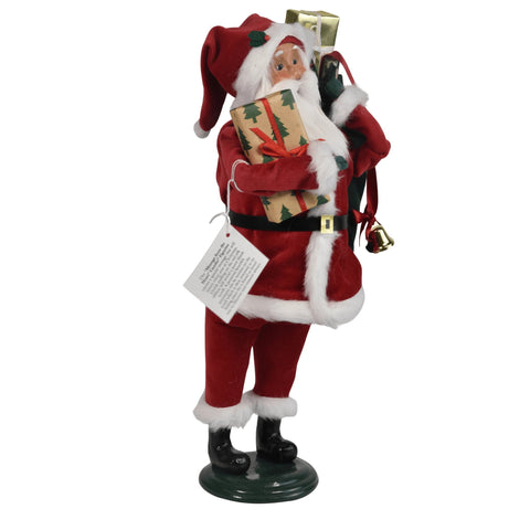 Message Red Velvet Santa Caroler Figurine, 13"