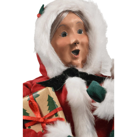 Message Red Velvet Mrs Claus Caroler Figurine, 13"