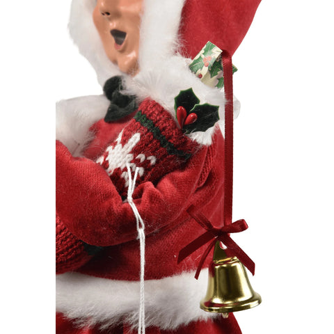 Message Red Velvet Mrs Claus Caroler Figurine, 13"