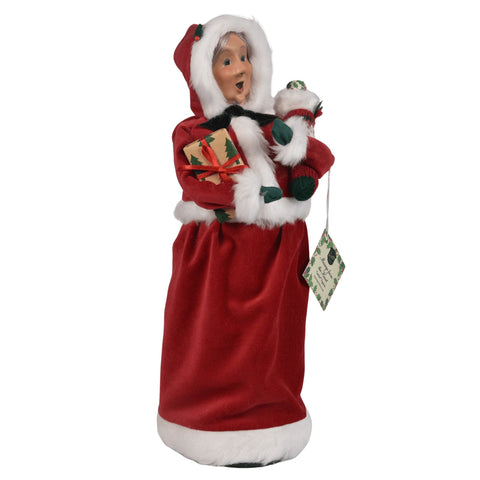 Message Red Velvet Mrs Claus Caroler Figurine, 13"