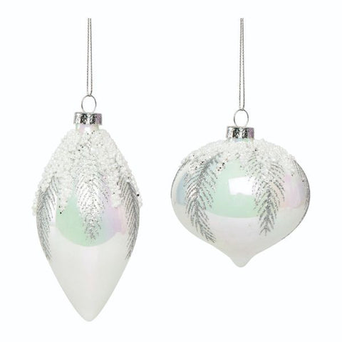 Glass Iridescent Beaded Ornament - 2 styles (sold individually)