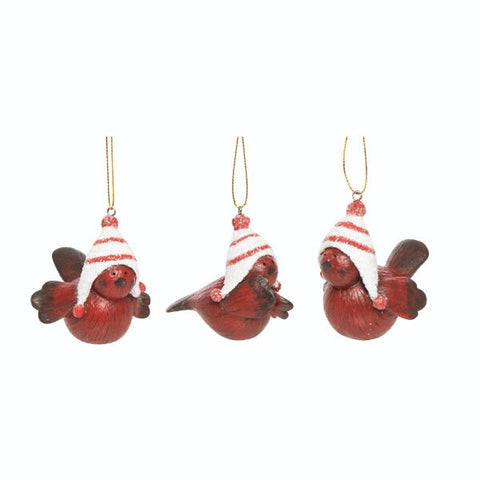 Resin Striped Hat Bird Ornament, 2.25" (3 styles - sold individually)