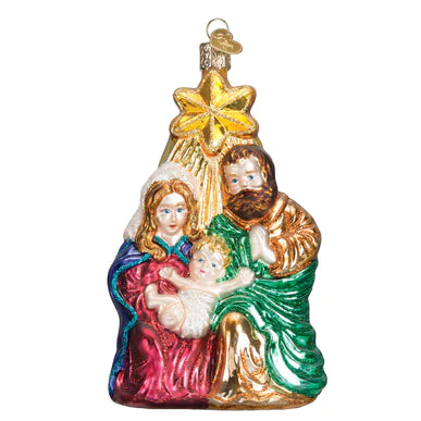 Glass Holy Family w/Star Ornament