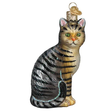 Tabby Cat Glass Ornament