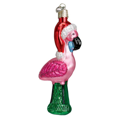 Yard Flamingo Glass Ornament