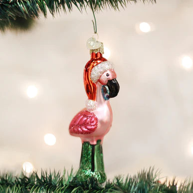 Yard Flamingo Glass Ornament