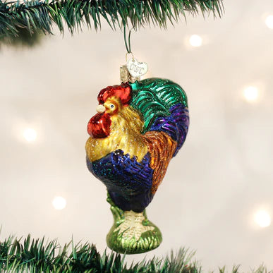 Glass Heirloom Rooster Ornament