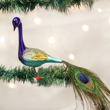 Magnificent Peacock Glass Ornament