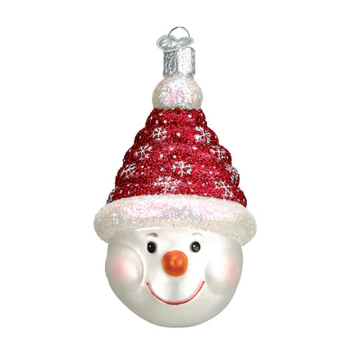 Glass Glistening Candy Coil Snowman Ornament