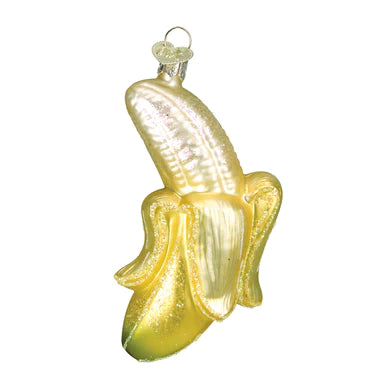 Peeled Banana Glass Ornament