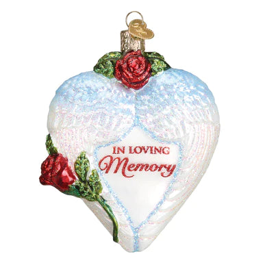 Glass "In Loving Memory" Heart Ornament