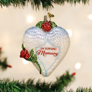Glass "In Loving Memory" Heart Ornament