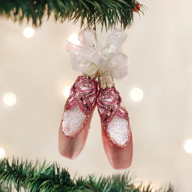 Pair of Ballet Slippers Glass Ornament