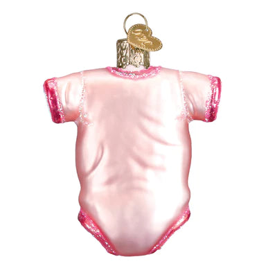 Pink Baby Girl Onesie Glass Ornament