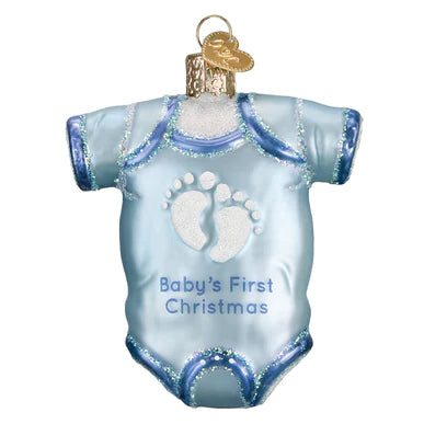 Glass Baby Boy Onesie Ornament