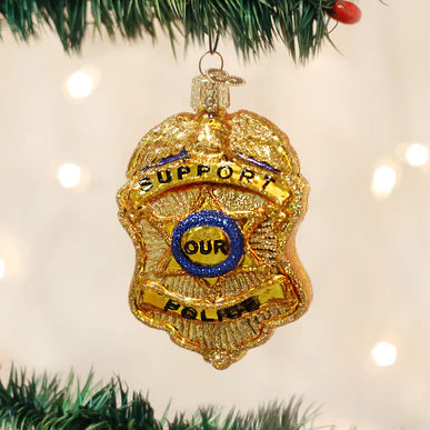 Police Badge Glass Ornament