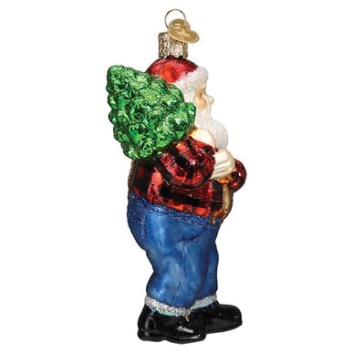 Lumberjack Santa Glass Ornament
