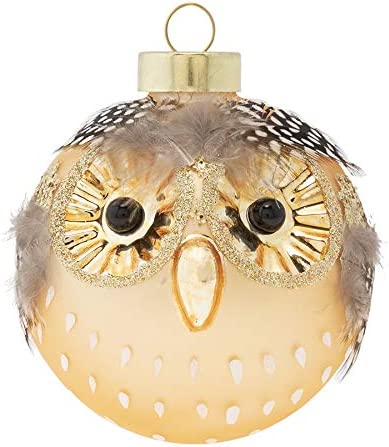 Glass Gold Feather Face Own Ornament