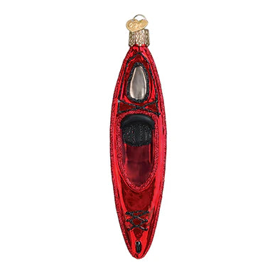 Red Kayak Glass Ornament