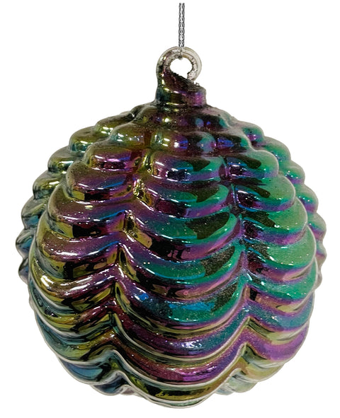 Glass Ball Frilled Purple Lustered 10cm