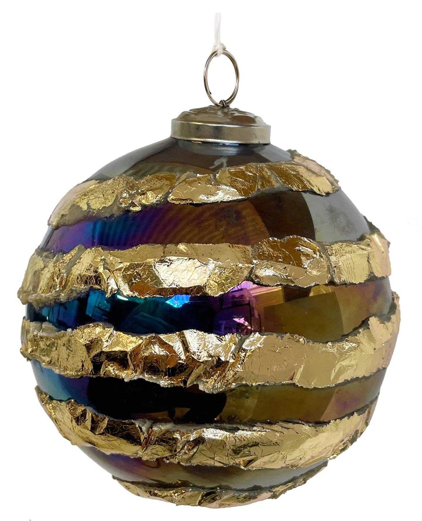 Glass Ball Iridescent With Gold Line 12c