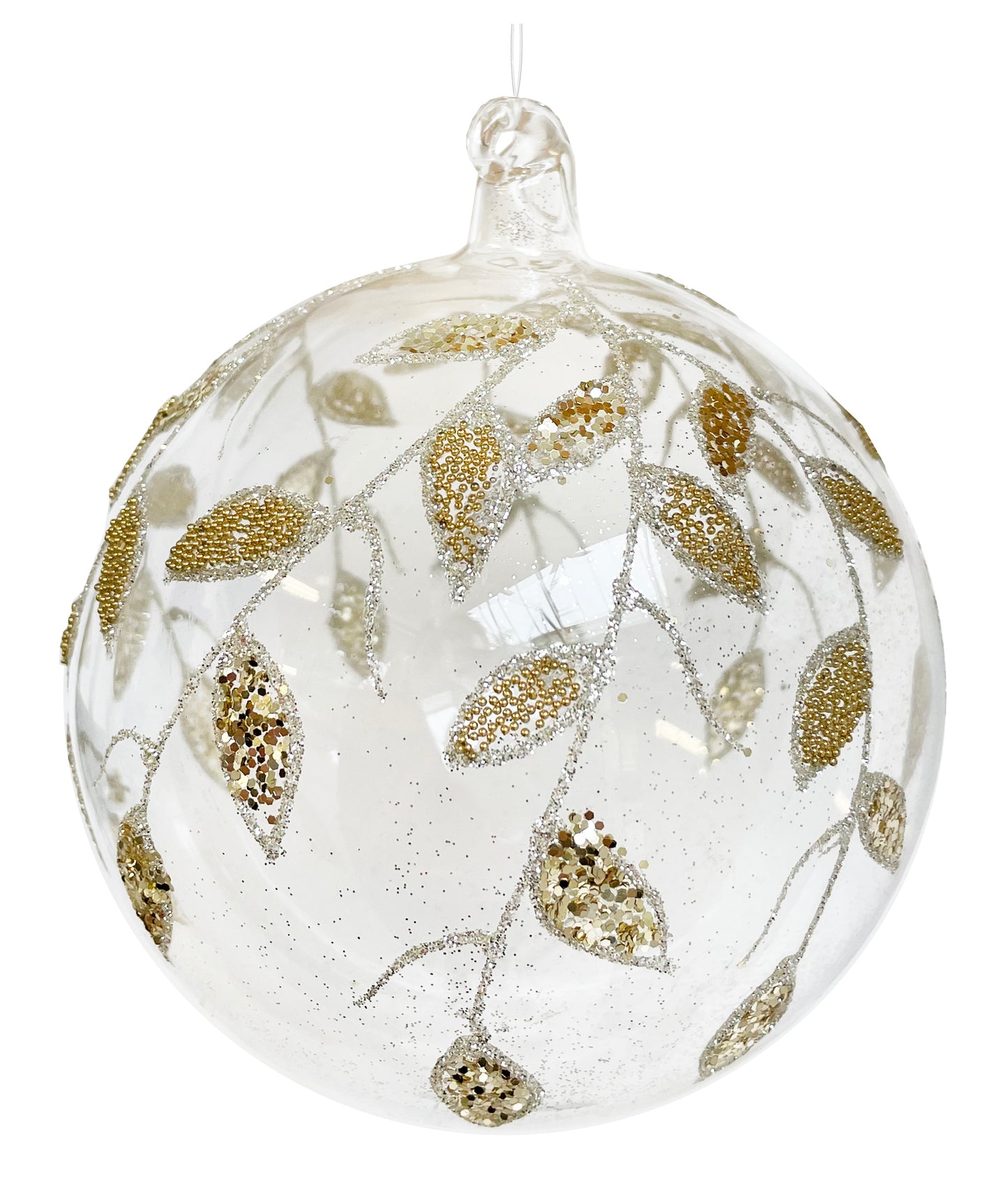 Glass Ball Clear Gold Beads & Glitter De