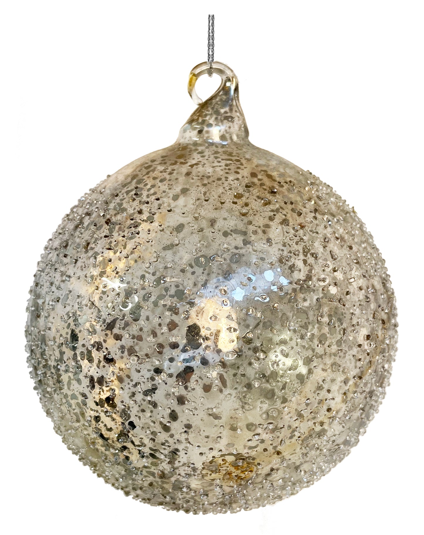 Glass Ball Antique Silver Sanded Outside
