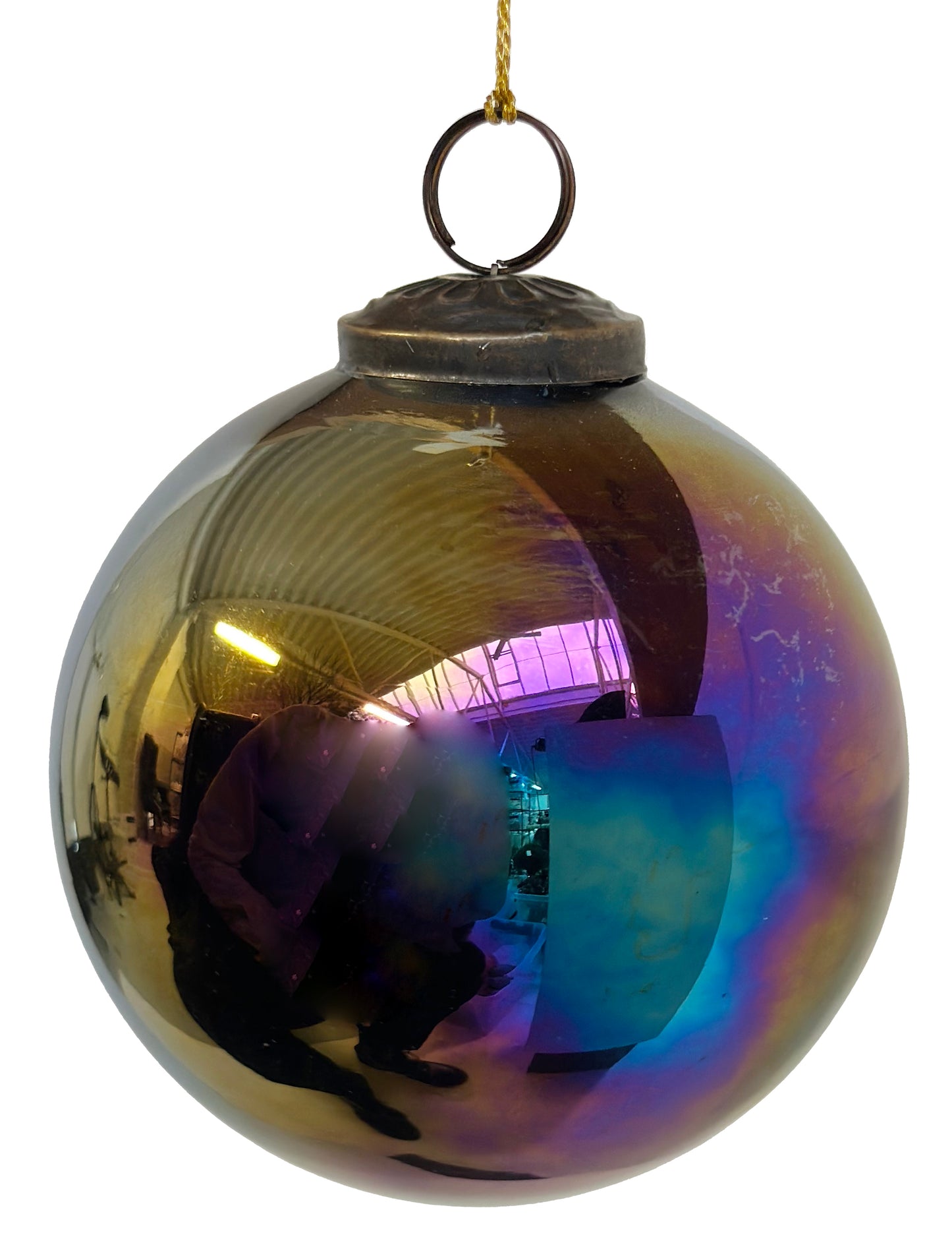 Glass Ornament Ball Oily Lue 10cm