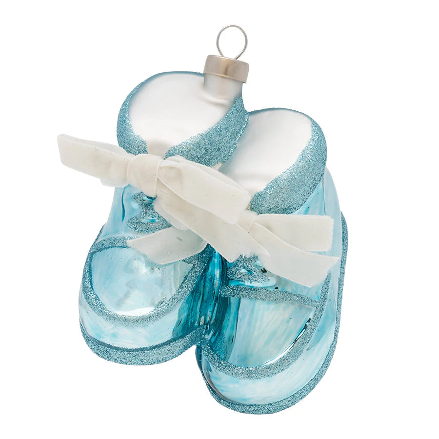 It's A Boy Booties Glass Ornament