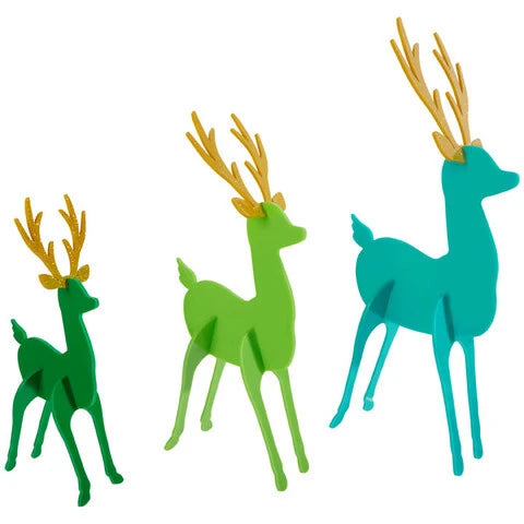 3D Green Acrylic Deer Decor