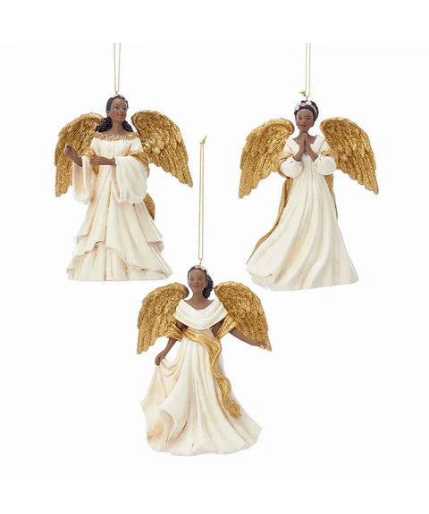 Ivory & Gold Black Angel Ornament (sold individually)