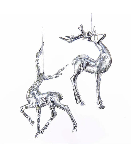 6" Plastic Silver Deer Ornament