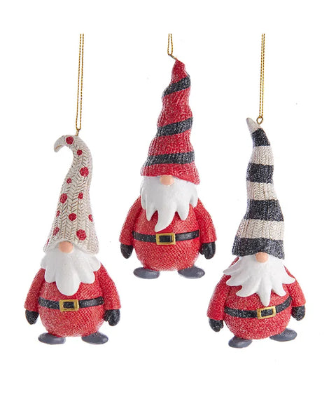 5" Resin Crazy Hat Gnome Ornament/sold individually