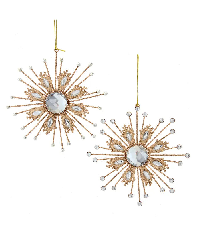 5.5" Metal Rose-Gold Snowflake Ornament