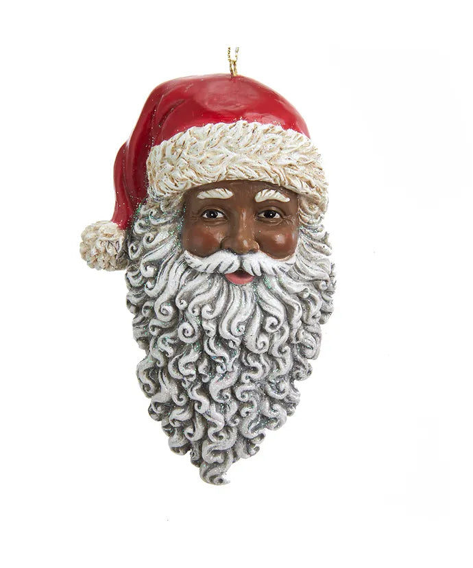 4.5" Resin Black Santa Head Ornament