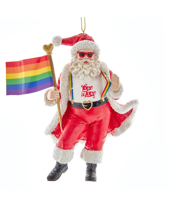 Resin Rainbow Pride Santa Ornament