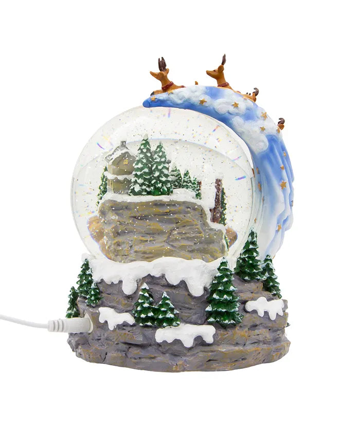 120MM Battery-Operated Lit Musical Santa on Sled Water Globe