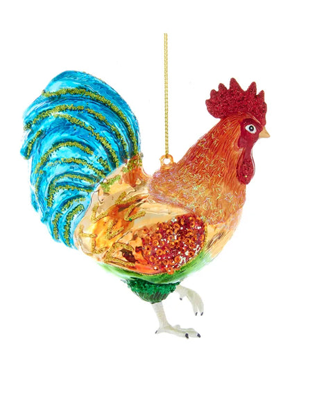 3.5" Noble Gems Glass Rooster Ornament
