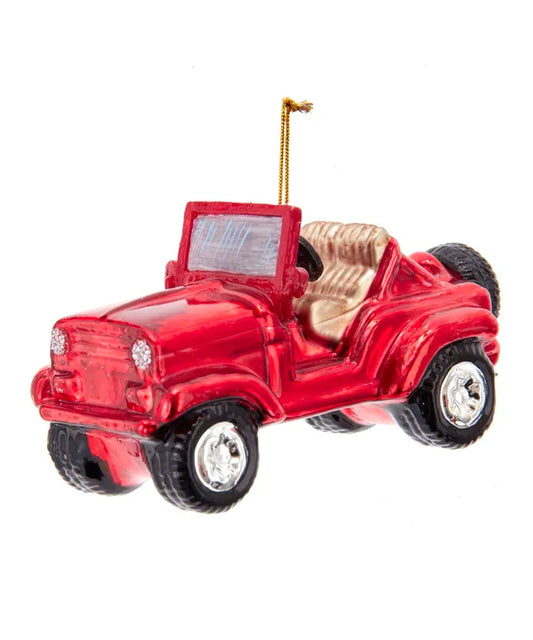 Nobel Gems Glass Off-Road Red Jeep Ornament
