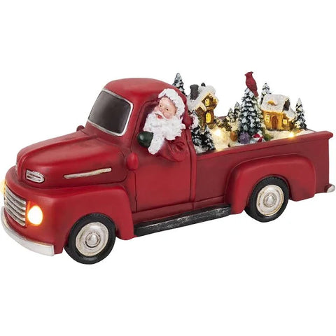 10.5" Animated Red Truck w/Santa