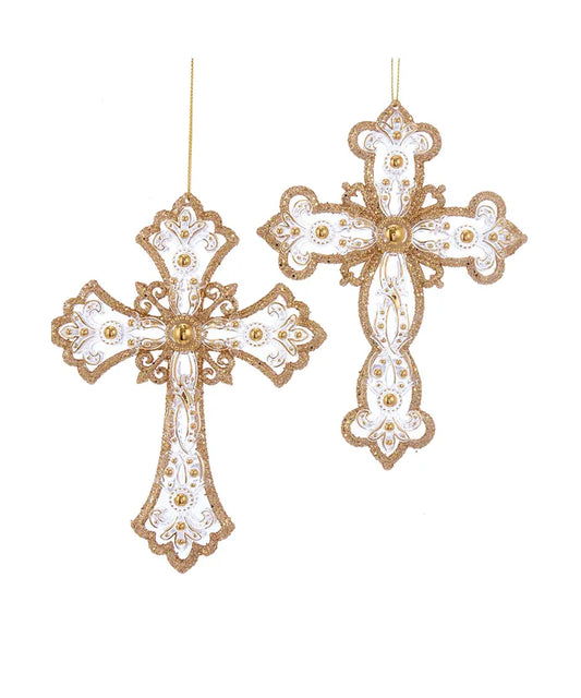 6.25" Plastic Gold & Silver Cross Ornament