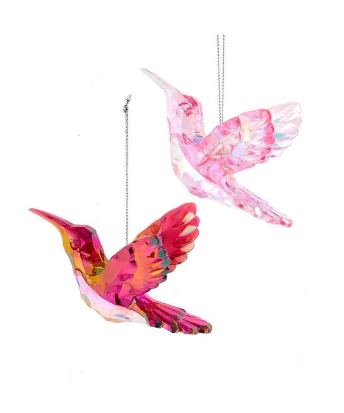 Pink or Red Acrylic Hummingbird Ornament