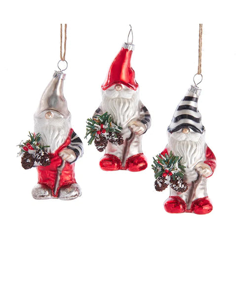 Glass Gingham Gnome Ornament (sold individually)