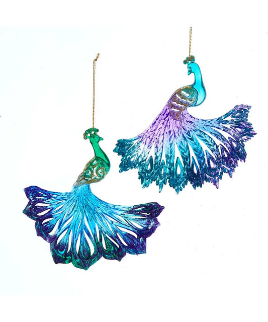 6" Plastic Fanned Peacock Ornament